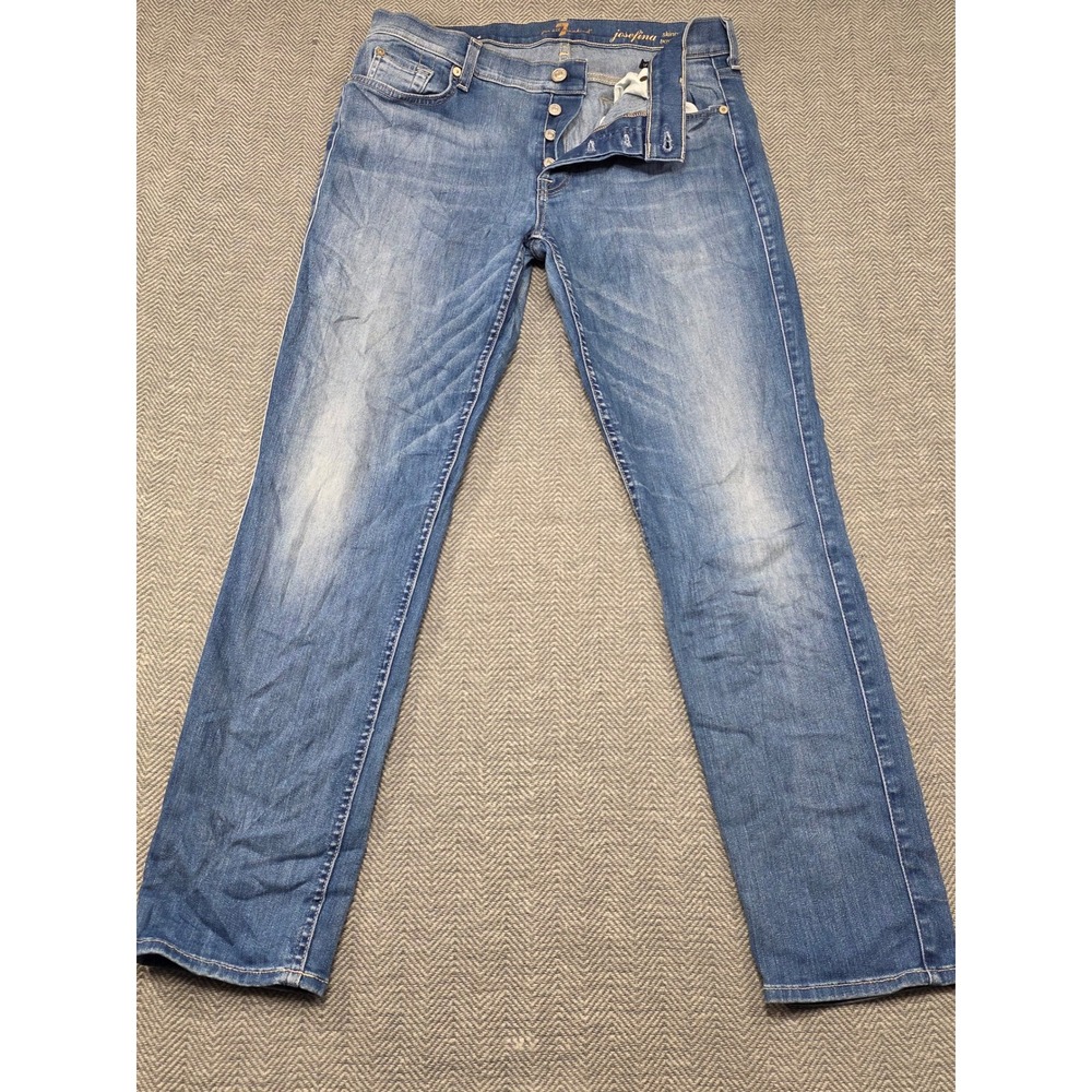 7 For All‎ Mankind Josefina Skinny Boyfriend Jeans Blue Medium Wash Sz 29